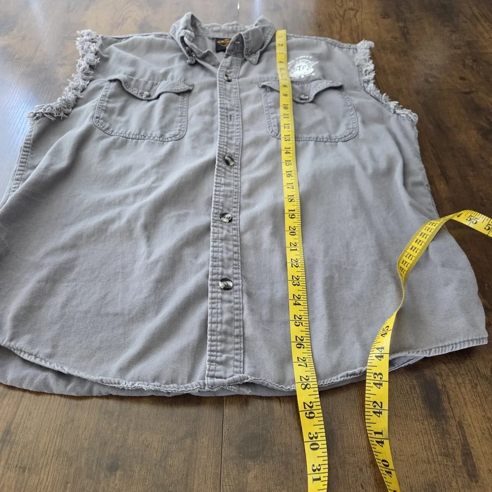 Milwaukee Performance Work Sucks Sleeveless Button Up Biker Workwear Shirt XL